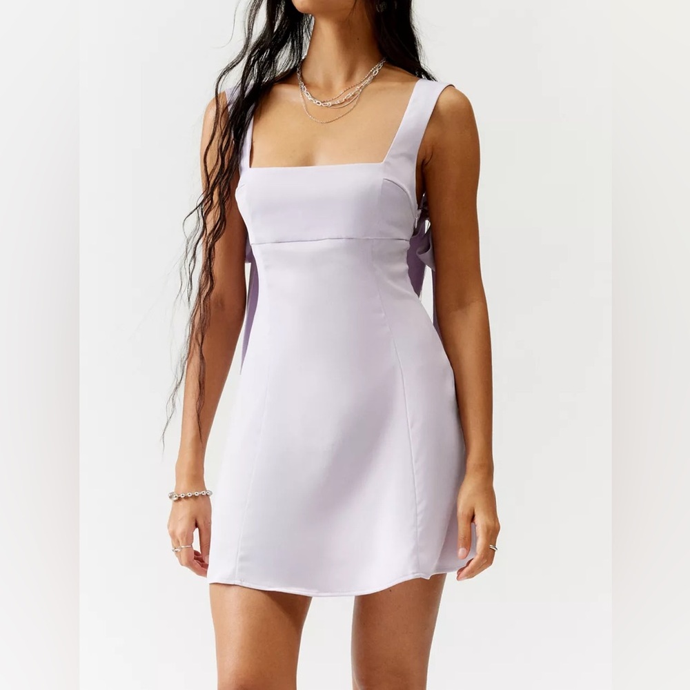 Urban Outfitters UO Bri Double Bow Satin Mini Dress, Sz Small